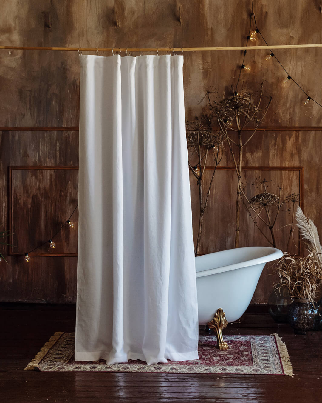 European Linen Shower curtain - White color - 25 Sizes