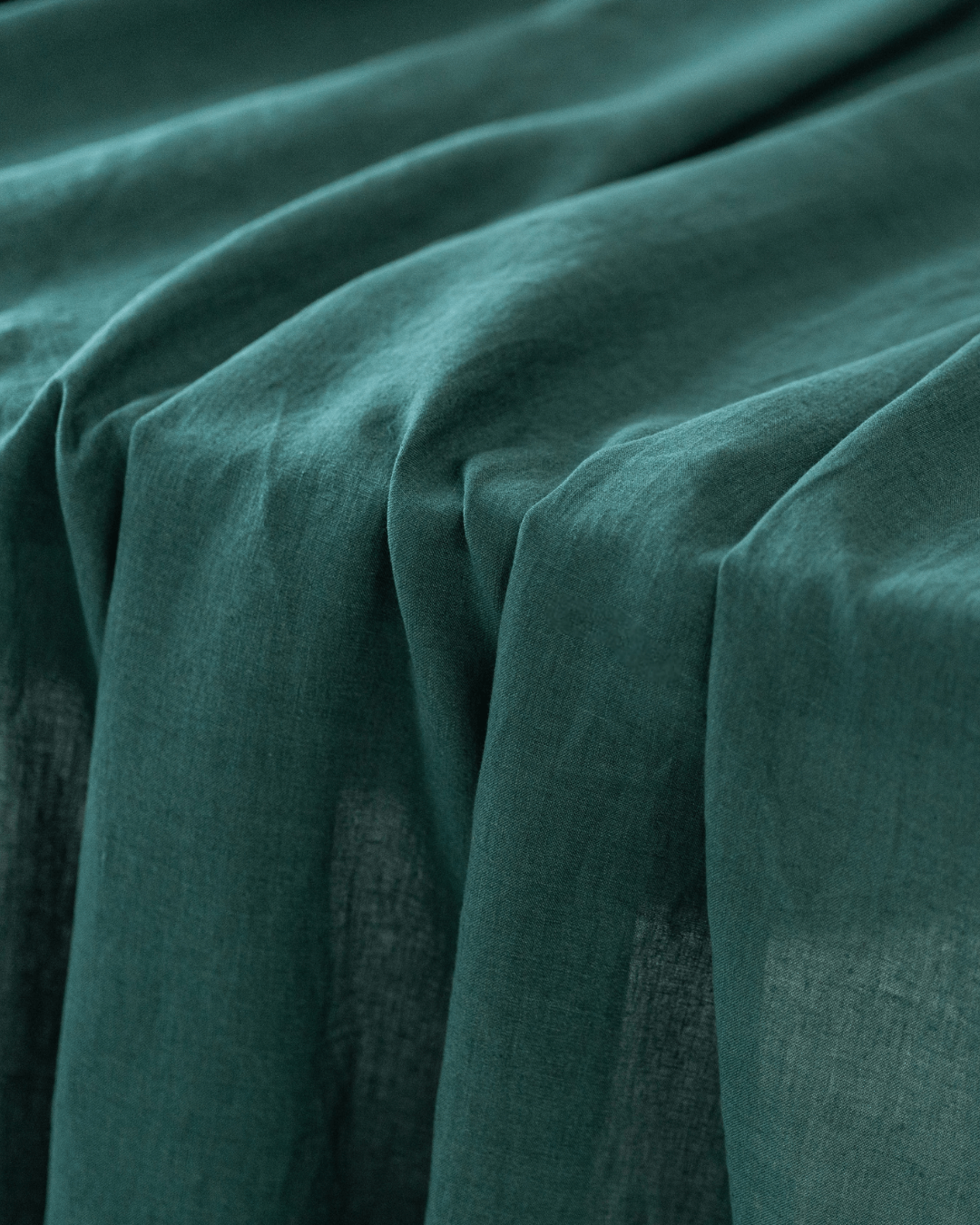 Linen Shower curtain in Emerald Green color