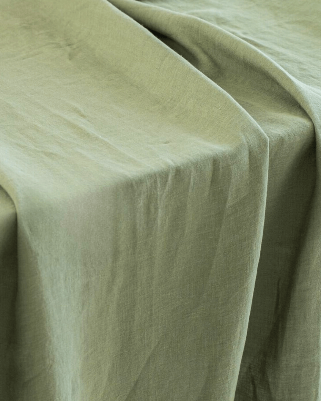 Seamless linen couch cover in Khaki Green color (density 175 g/m2)