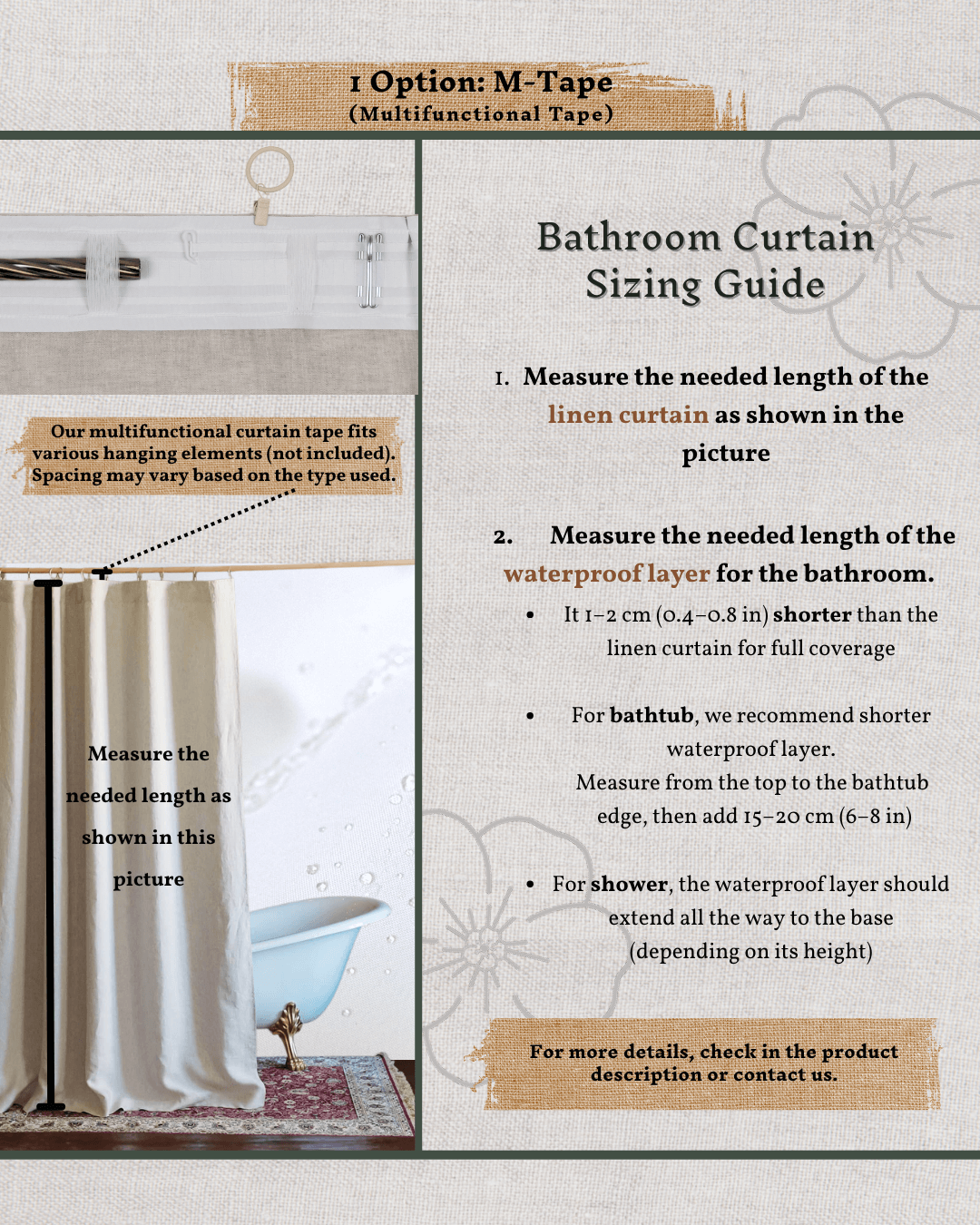 a bathroom curtain with instructions on how to use it