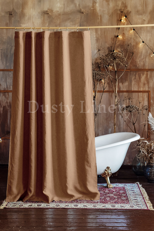 European Linen Shower curtain - Camel Brown - 25 Sizes