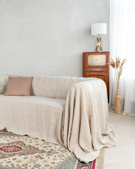 100% Linen couch cover | Natural color 