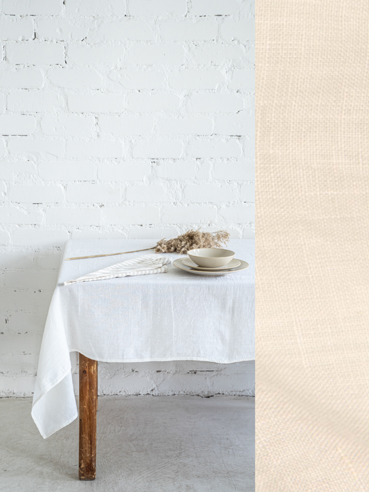 Linen tablecloth in Cream color (density 175 g/m2) Dusty Linen