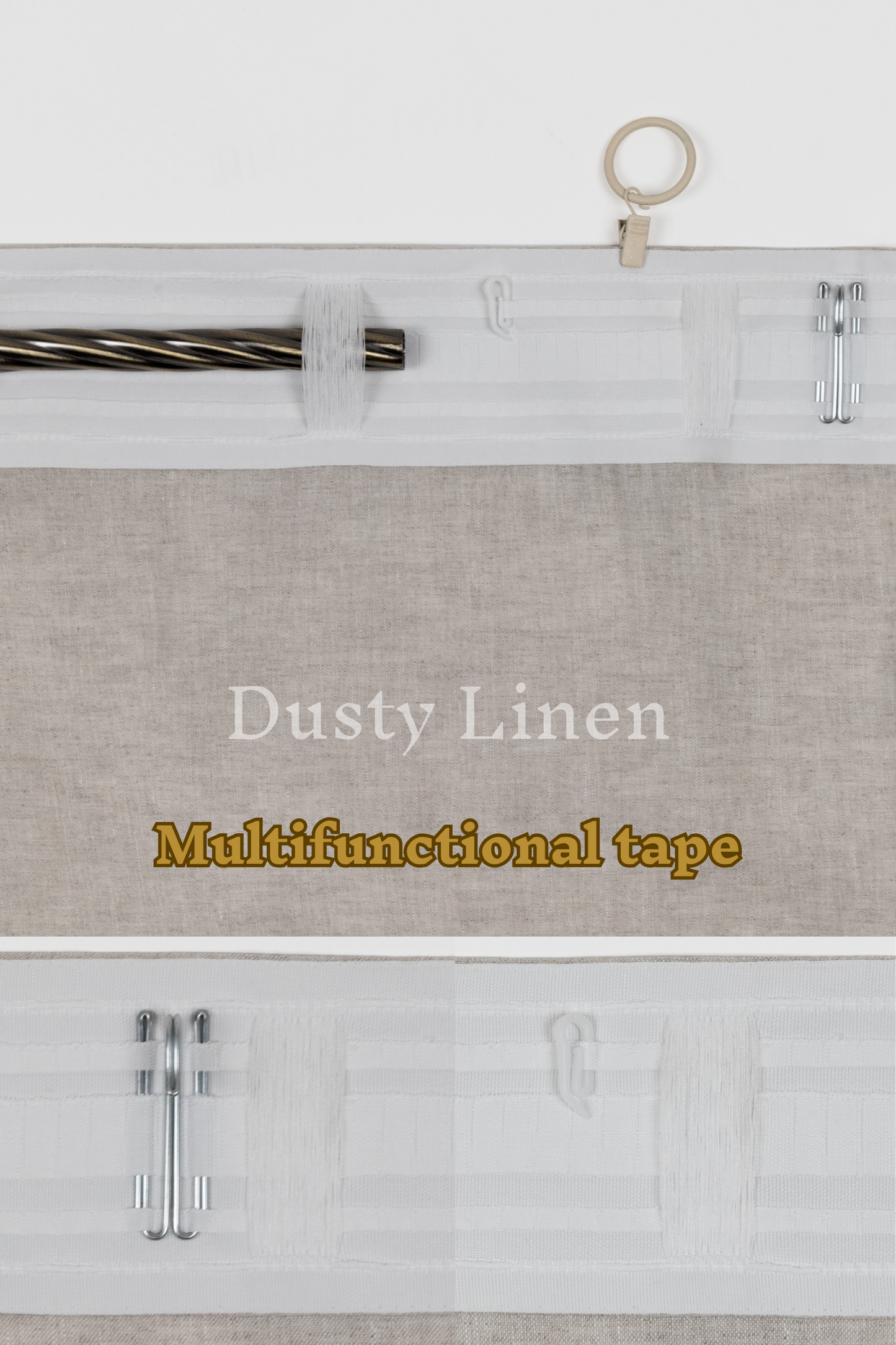 Set of 2 linen curtains (Density: 175 g/m2) in Dusty Rose color