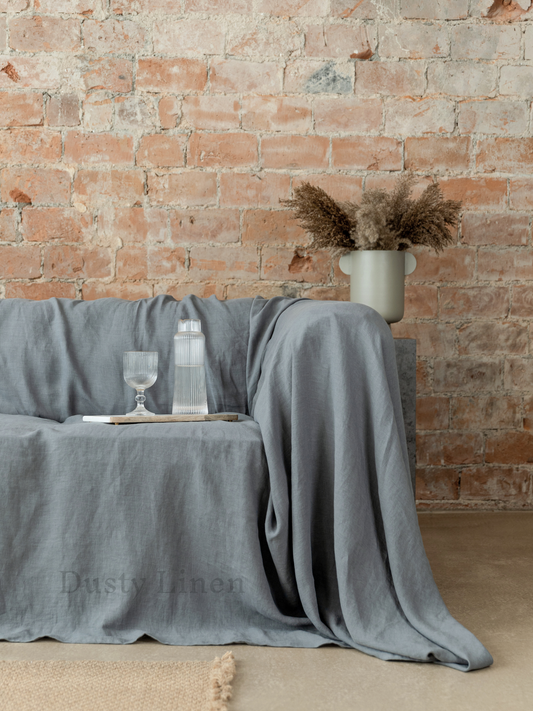 Seamless Linen Couch Cover - Gray color. Dusty linen