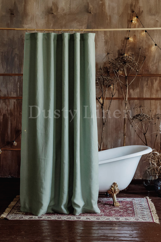 European Linen Shower curtain - Sage green - 25 Sizes