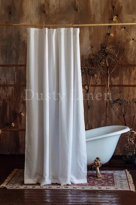 European Linen Shower curtain - White color - 25 Sizes