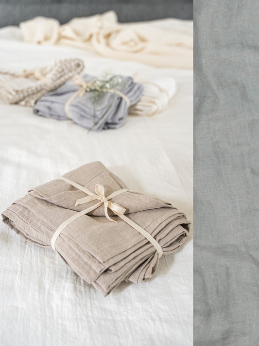 Linen flat sheet in Gray color (density 175 g/m2) *No additional seams in the middle Dusty Linen