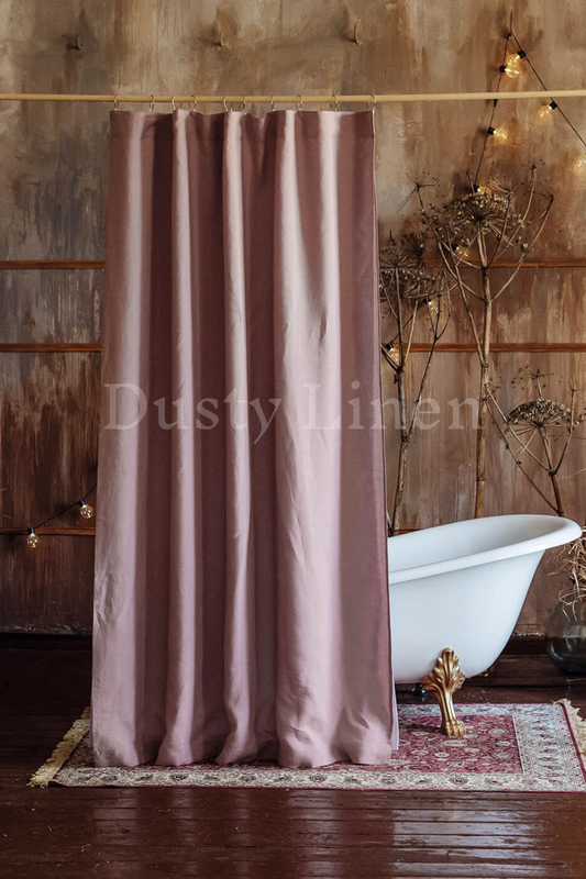 European Linen Shower curtain - Dusty Rose color - 25 Sizes