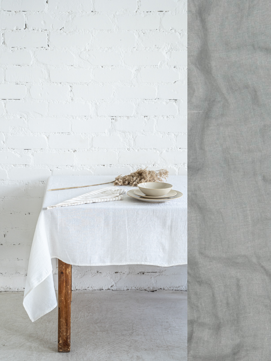 Linen tablecloth in Gray color (density 175 g/m2) Dusty Linen