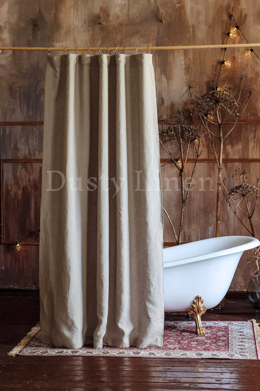 European Linen Shower curtain - Natural color - 25 Sizes
