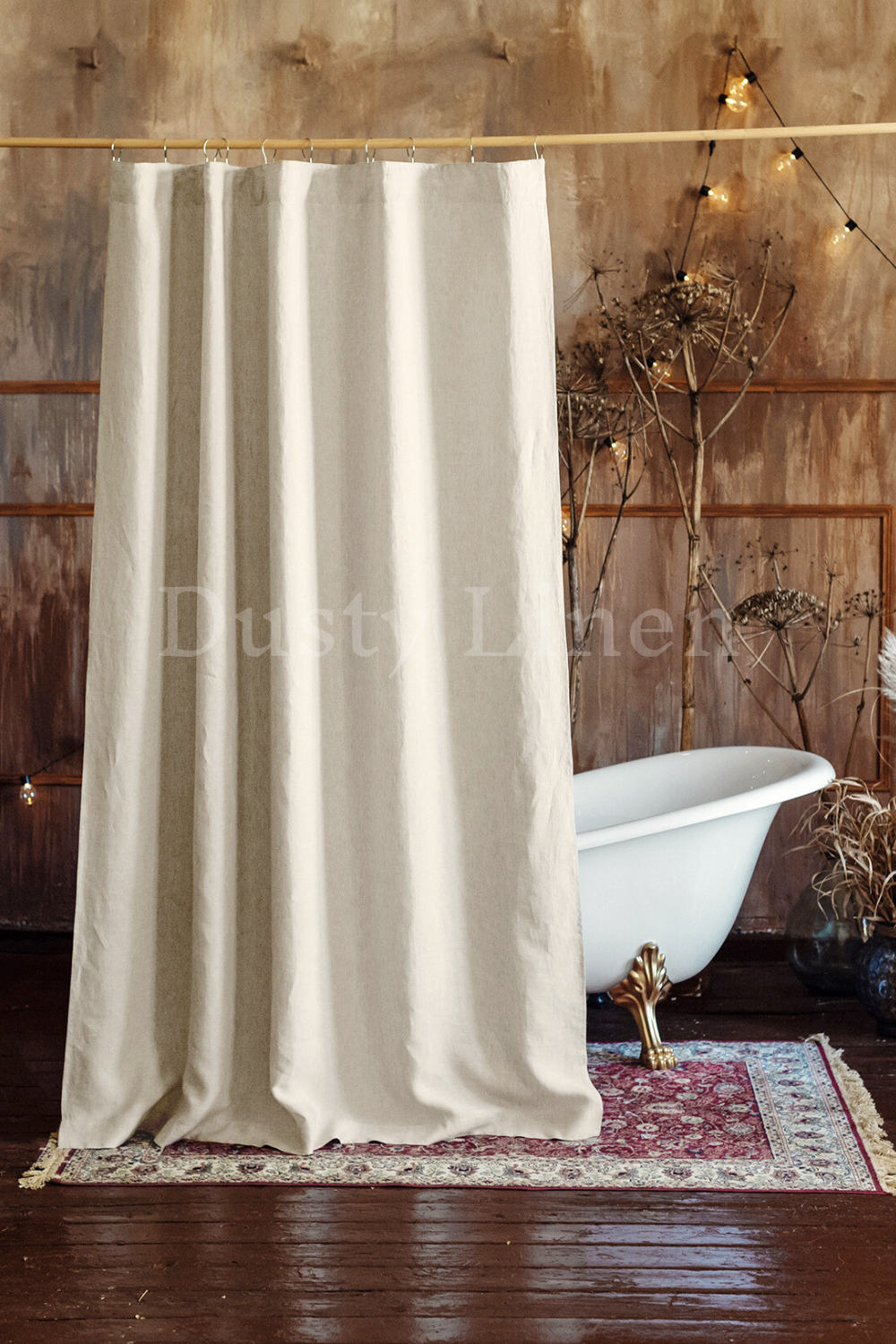 Cream colored fabric store shower curtains