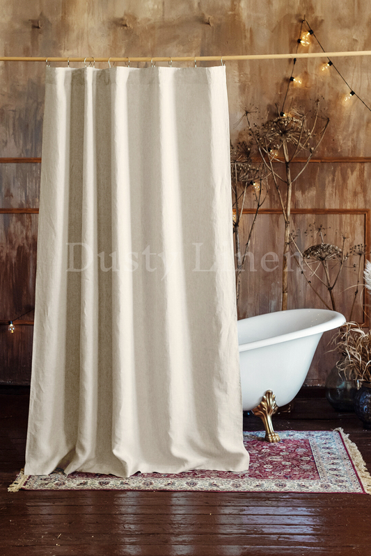 European Linen Shower curtain - Cream color - 25 Sizes