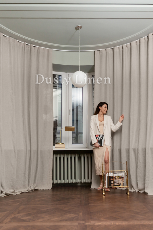 100% Linen Curtains - Natural color & density 175 g/m2. Dusty linen