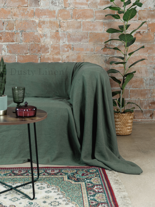 Seamless Linen Couch Cover - Safari green. Dusty linen