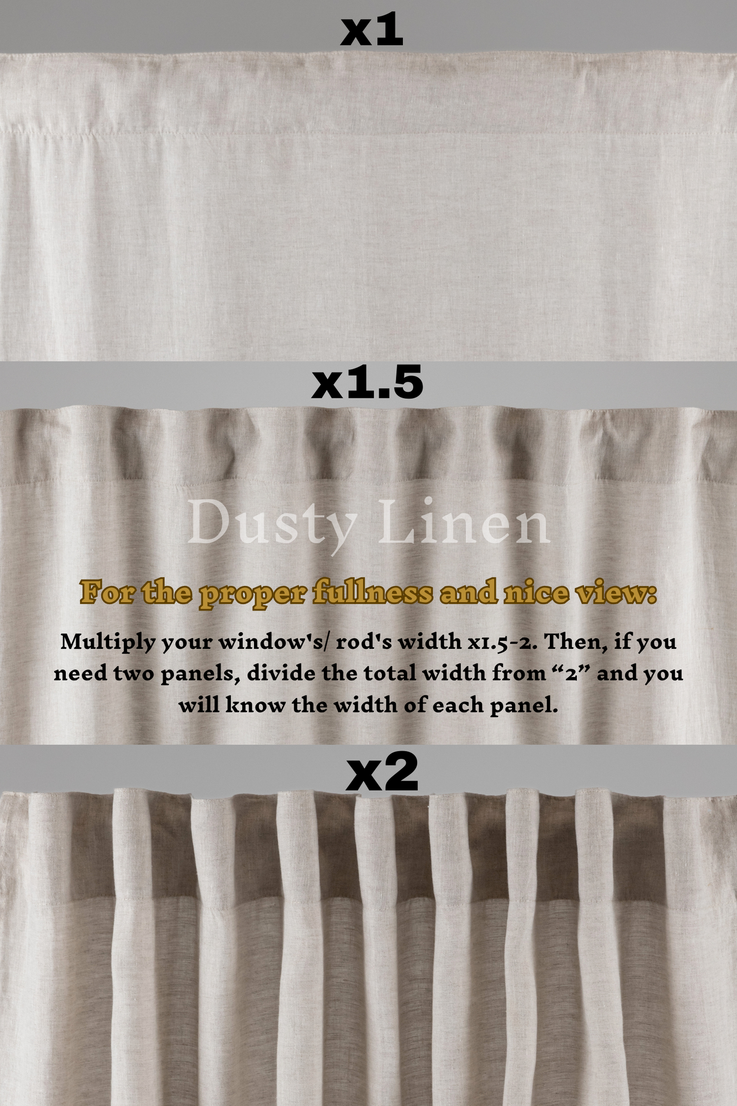 Set of 2 linen curtains (Density: 190 g/m2) in Striped Natural color