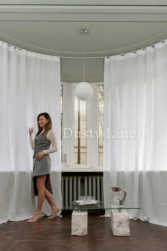 100% Linen Curtains - Off white color & density 175 g/m2. Dusty linen