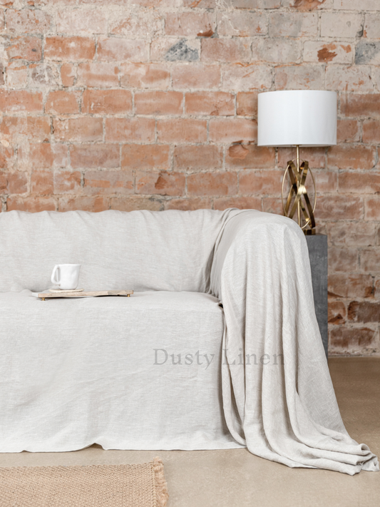 Seamless Linen Couch Cover - Natural light color. Dusty linen