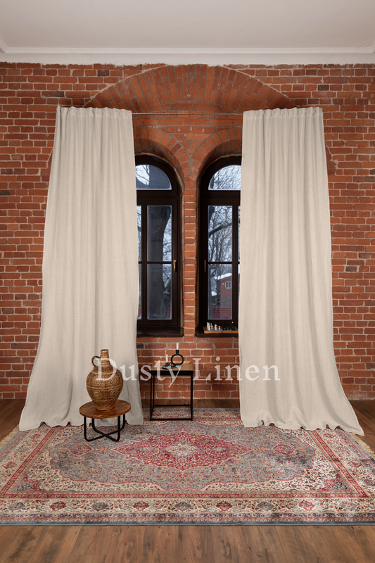 100% Linen Curtains - Natural light color. Dusty linen