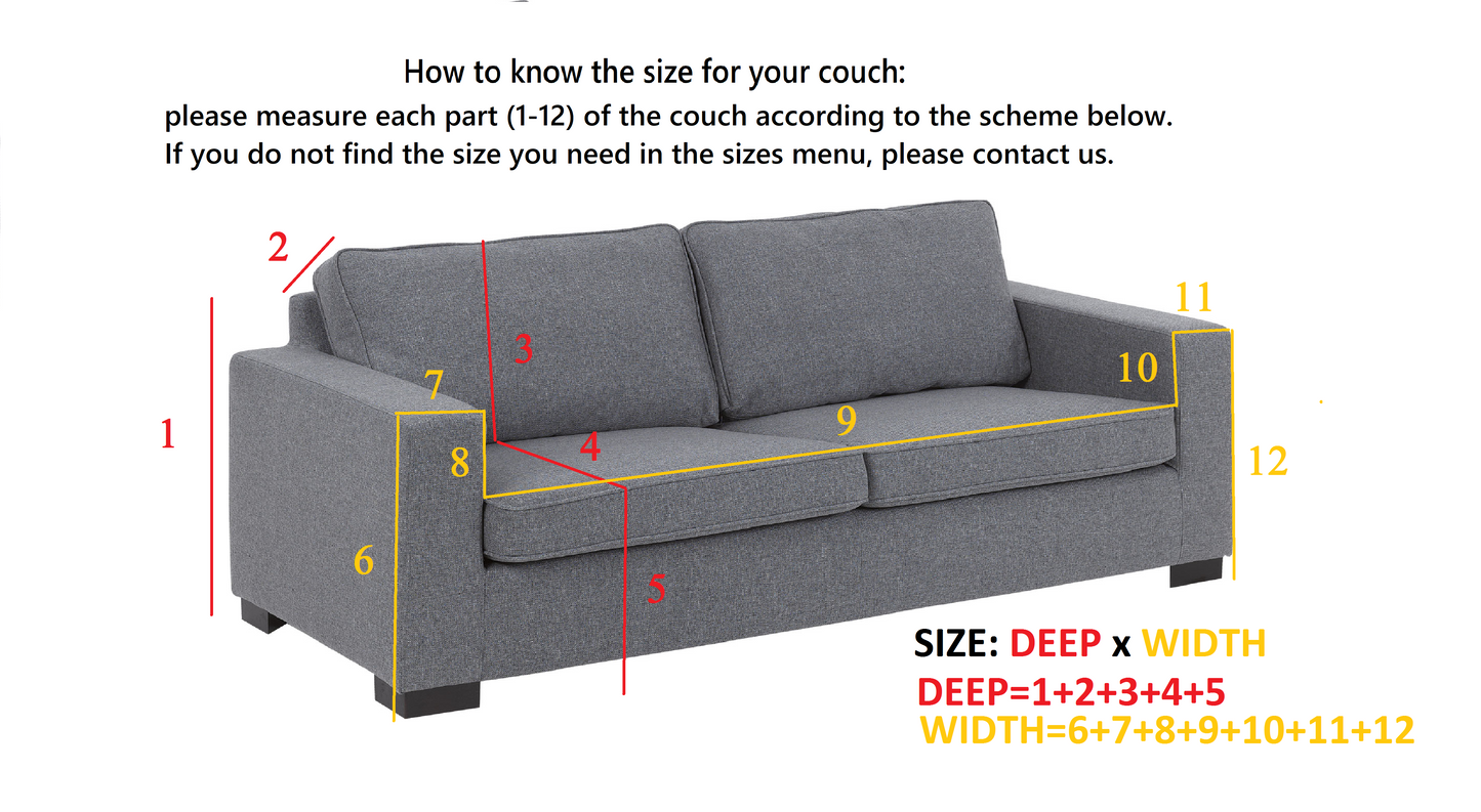 Seamless linen couch cover in Gray color (density 175 g/m2)