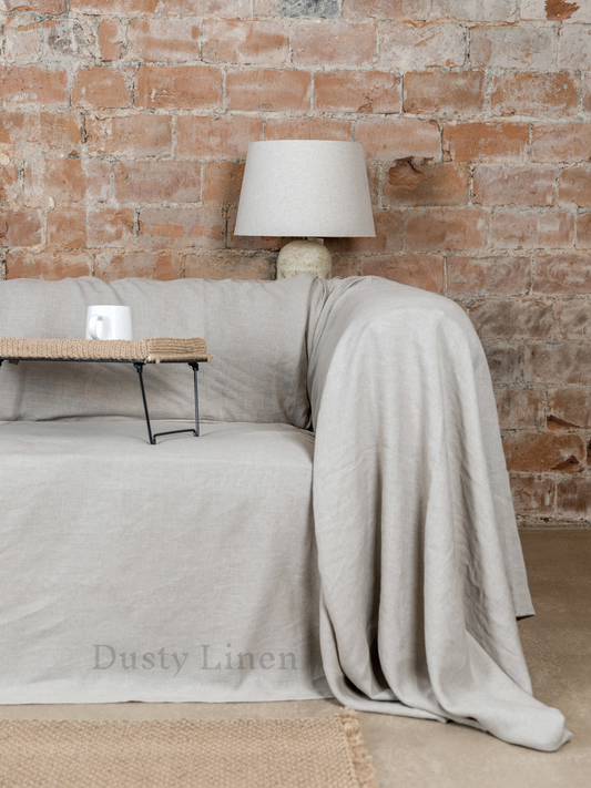 Seamless Linen Couch Cover - Natural color. Dusty linen