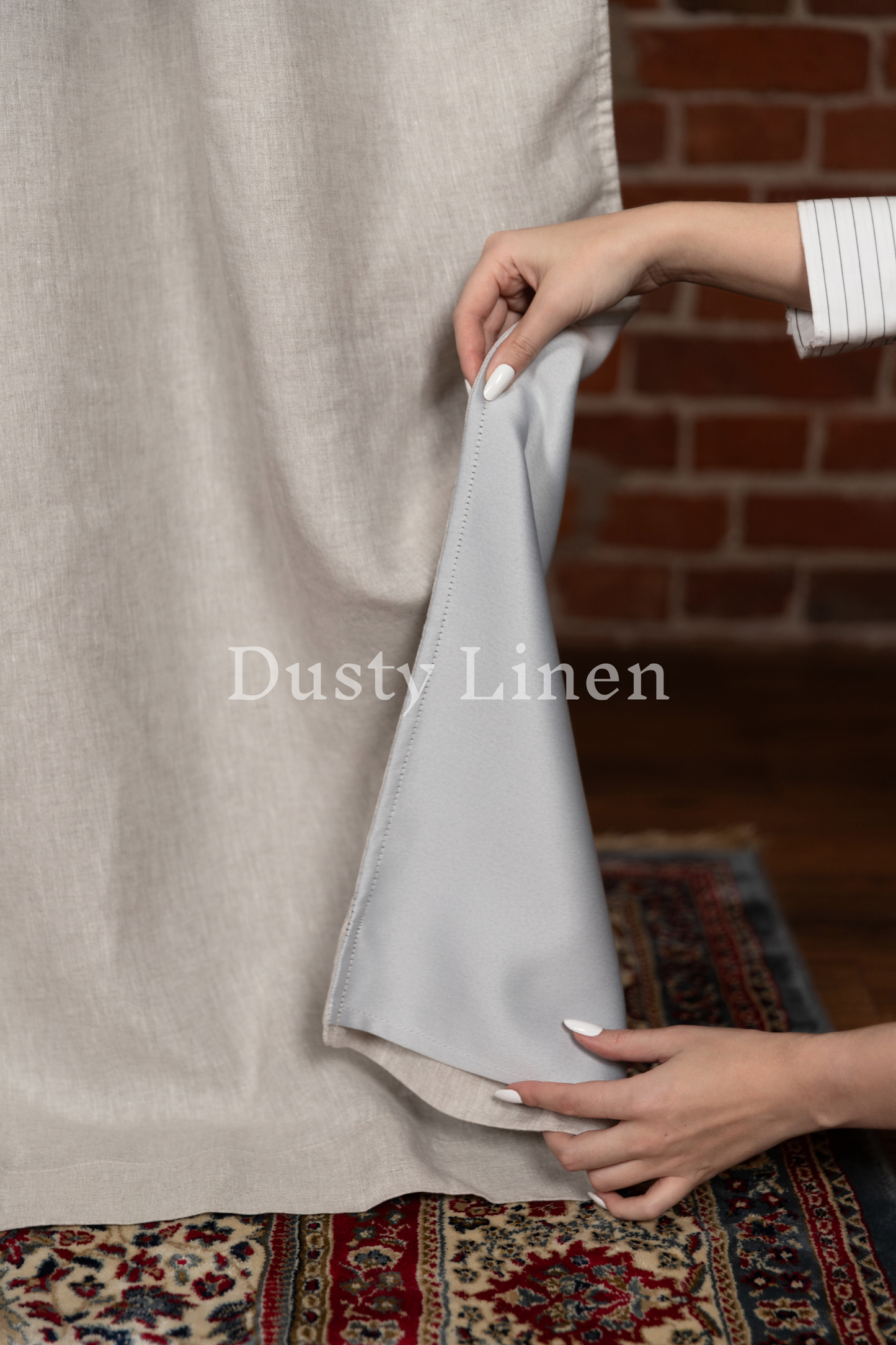 Set of 2 blackout linen curtains in Gray Blue