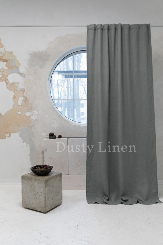 Gray color Linen Blackout Curtains - DustyLinen