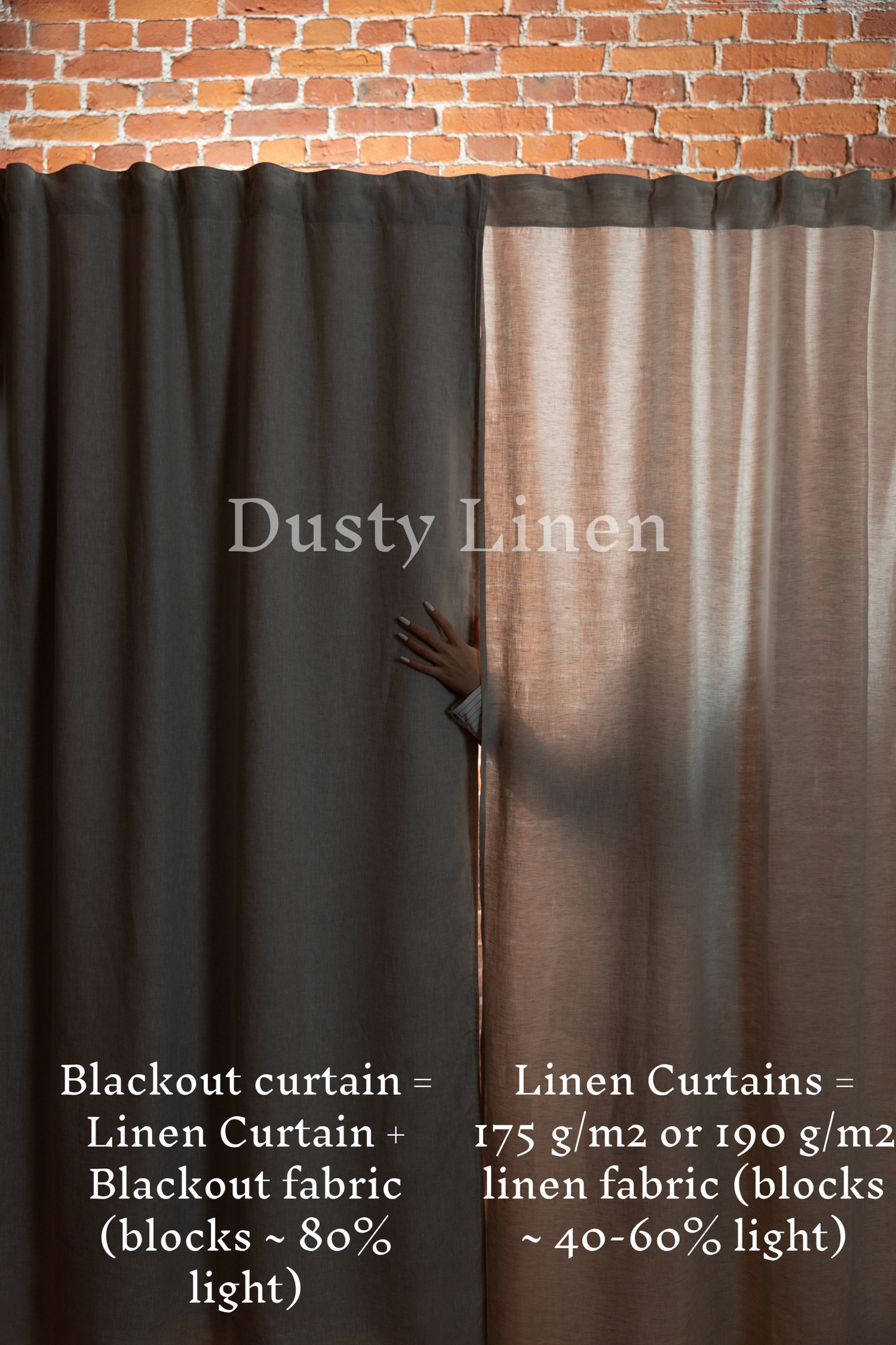 Set of 2 linen curtains (Density: 175 g/m2) in Natural Light color