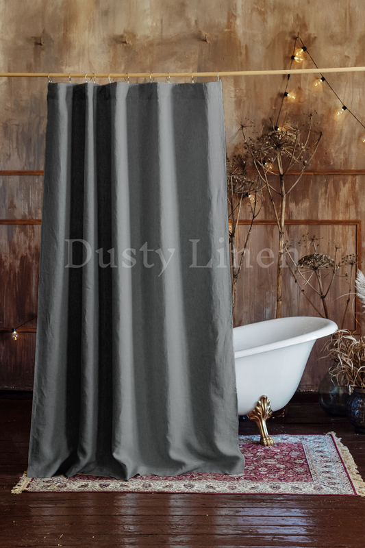 European Linen Shower curtain - Gray color - 25 Sizes