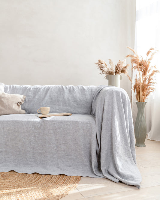 100% Linen couch cover | Melagne Gray color 