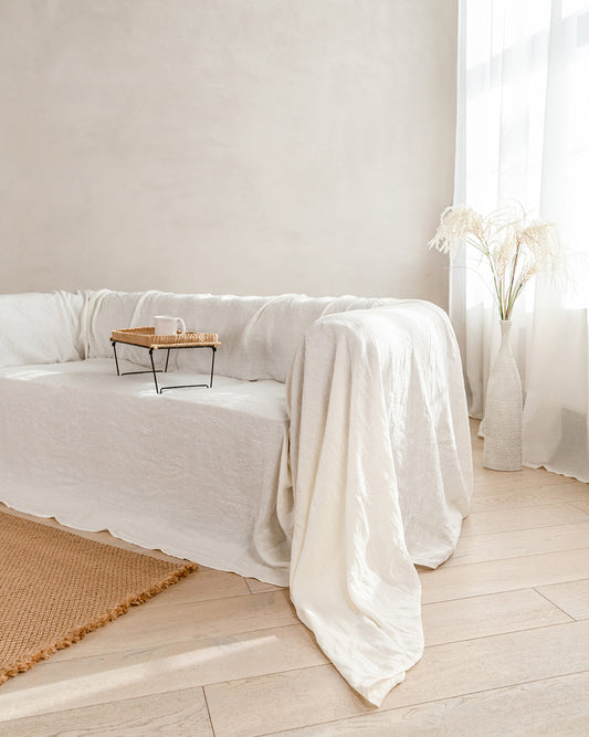 100% Linen couch cover | Off White color 