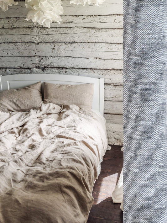 EU size linen bedding set with button closure in Melange Grey color (density 190 g/m2) Dusty Linen