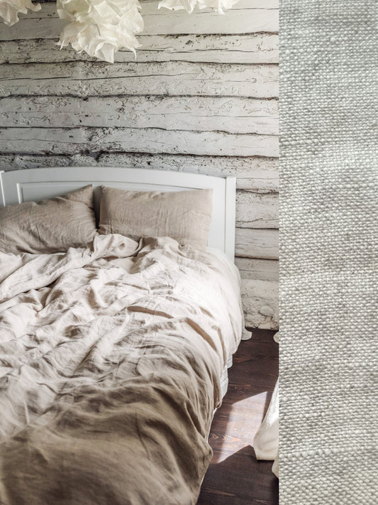EU size linen bedding set with button closure in Natural Light color (density 190 g/m2) Dusty Linen
