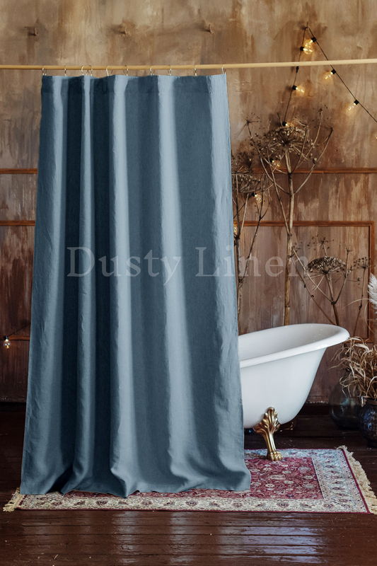 European Linen Shower curtain - Gray Blue color - 25 Sizes