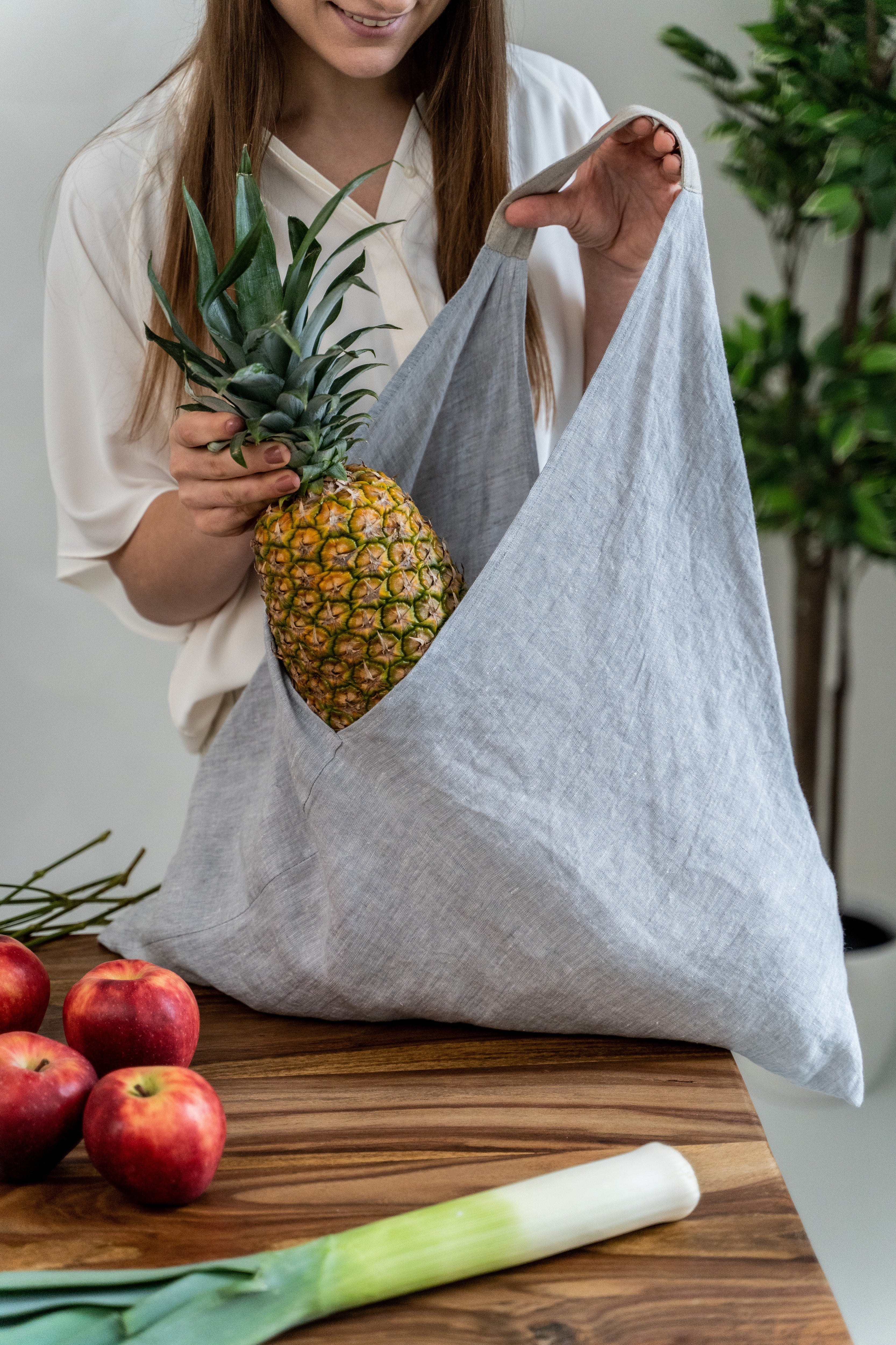 Large Linen tote bag in Various Colors Dusty Linen