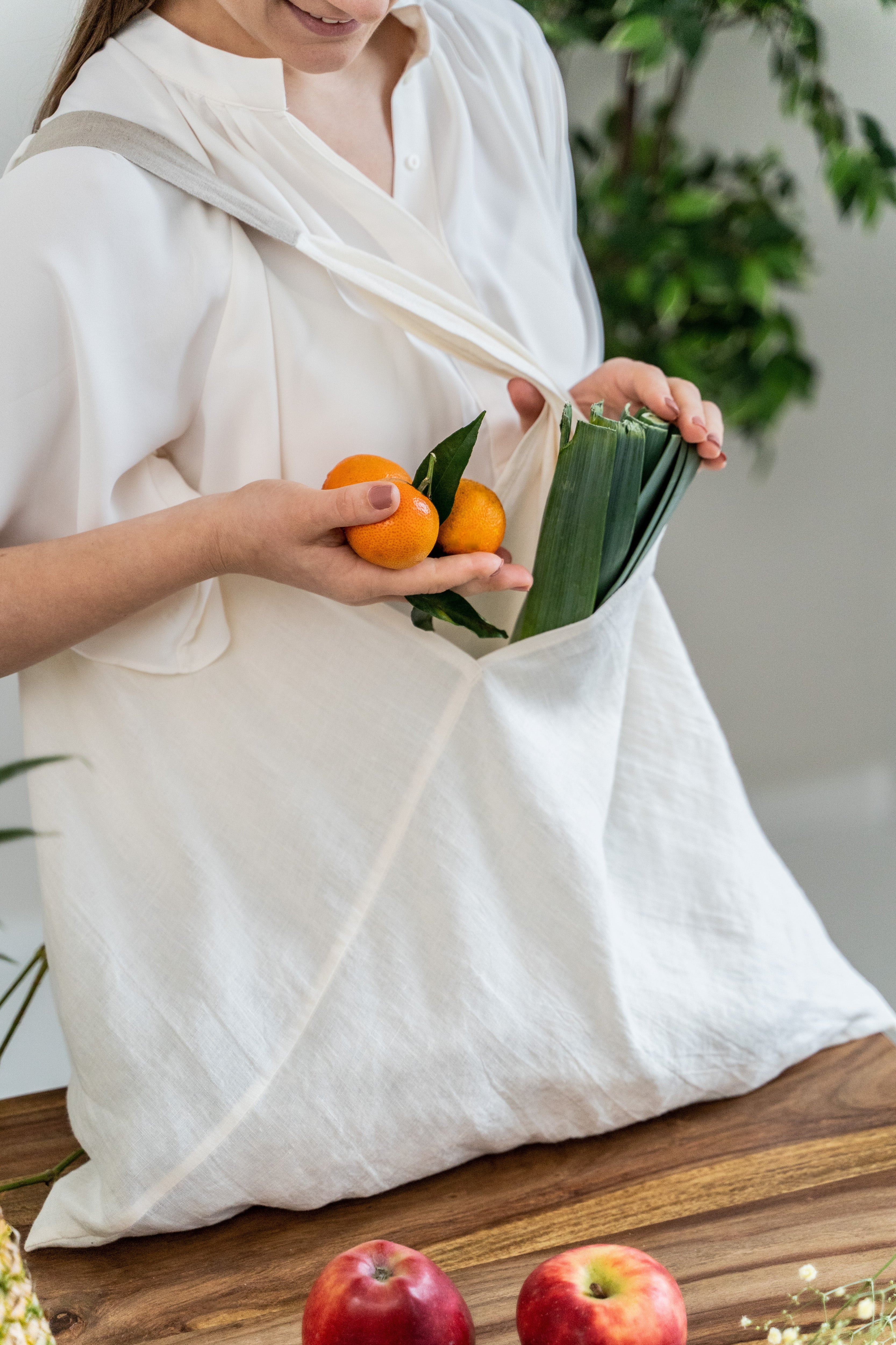 Large Linen tote bag in Various Colors Dusty Linen