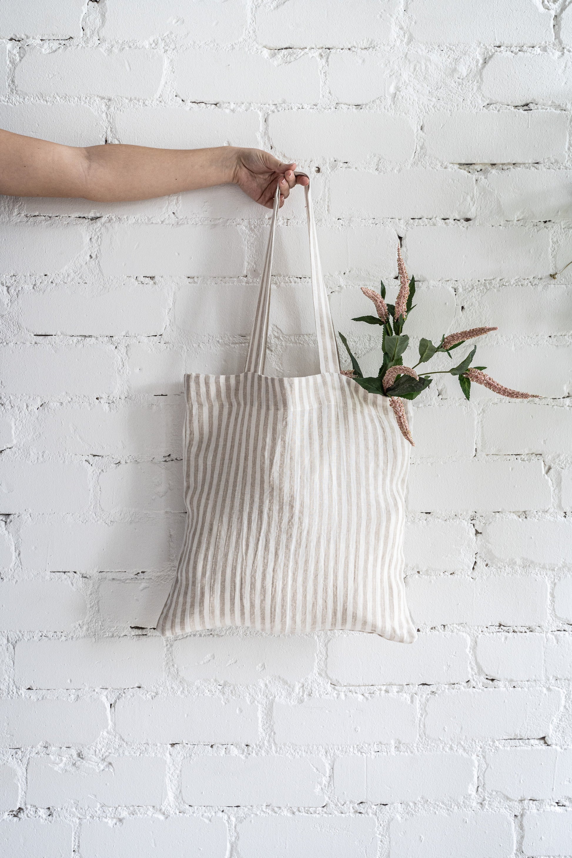 Linen tote bag in Various Colors Dusty Linen