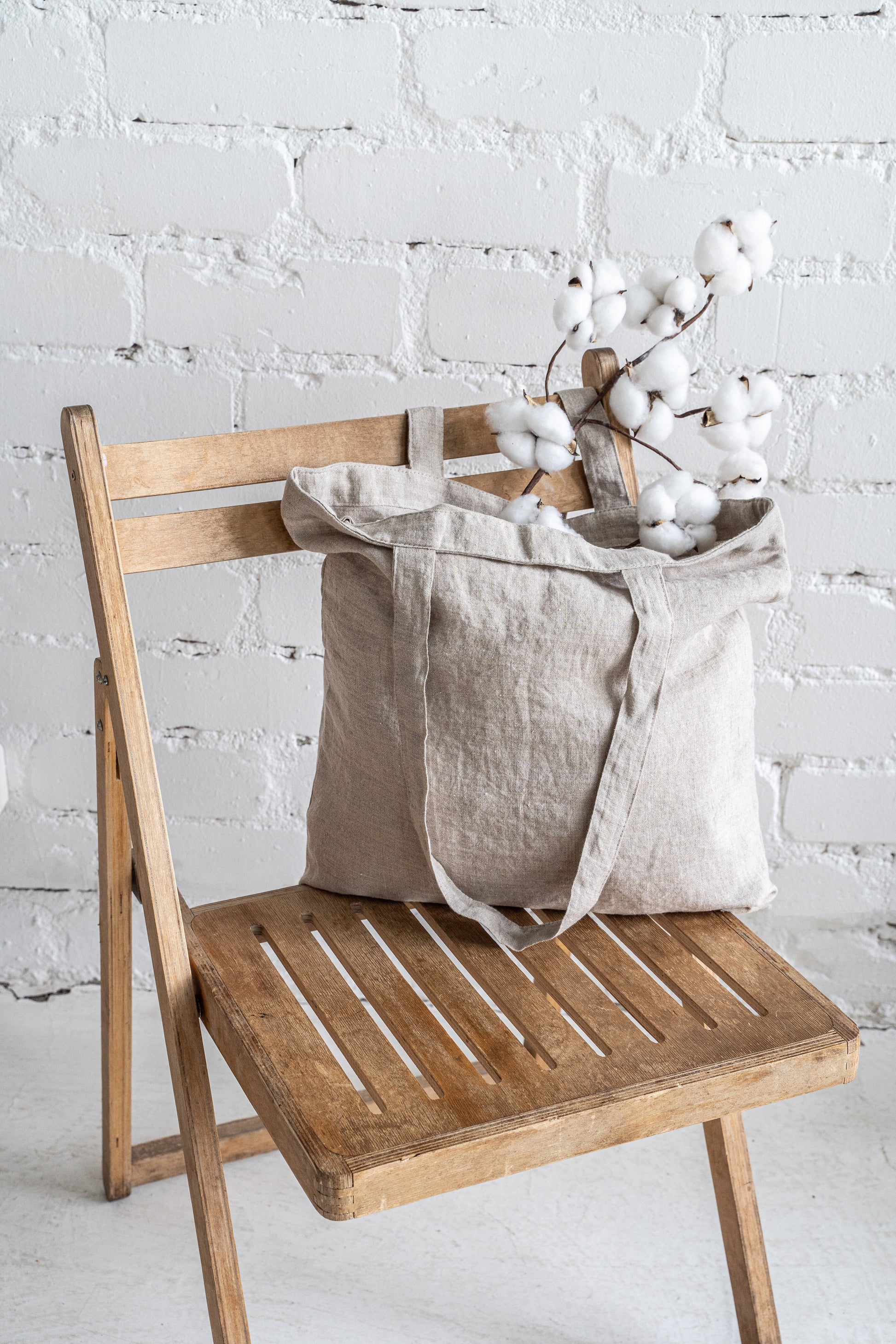 Linen tote bag in Various Colors Dusty Linen