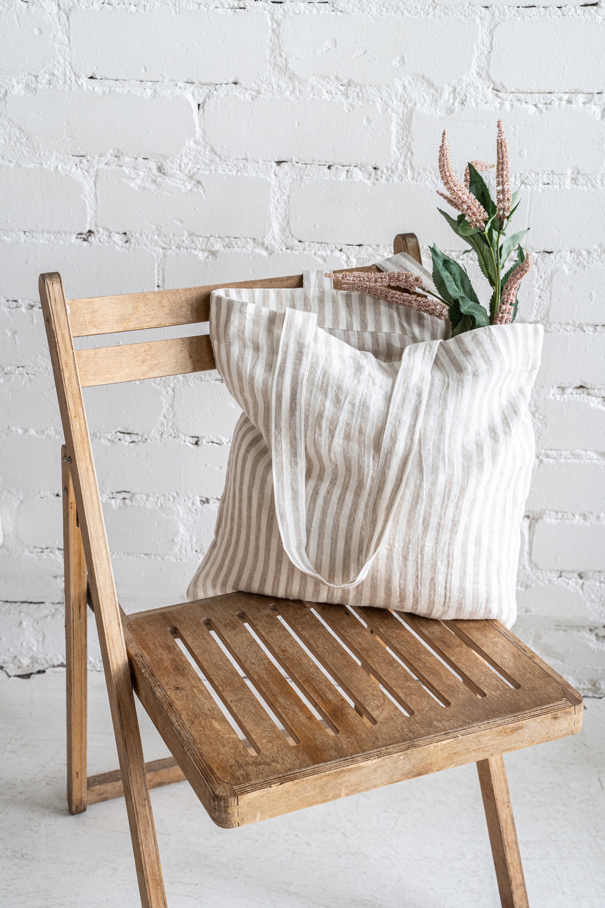 Linen tote bag in Various Colors Dusty Linen