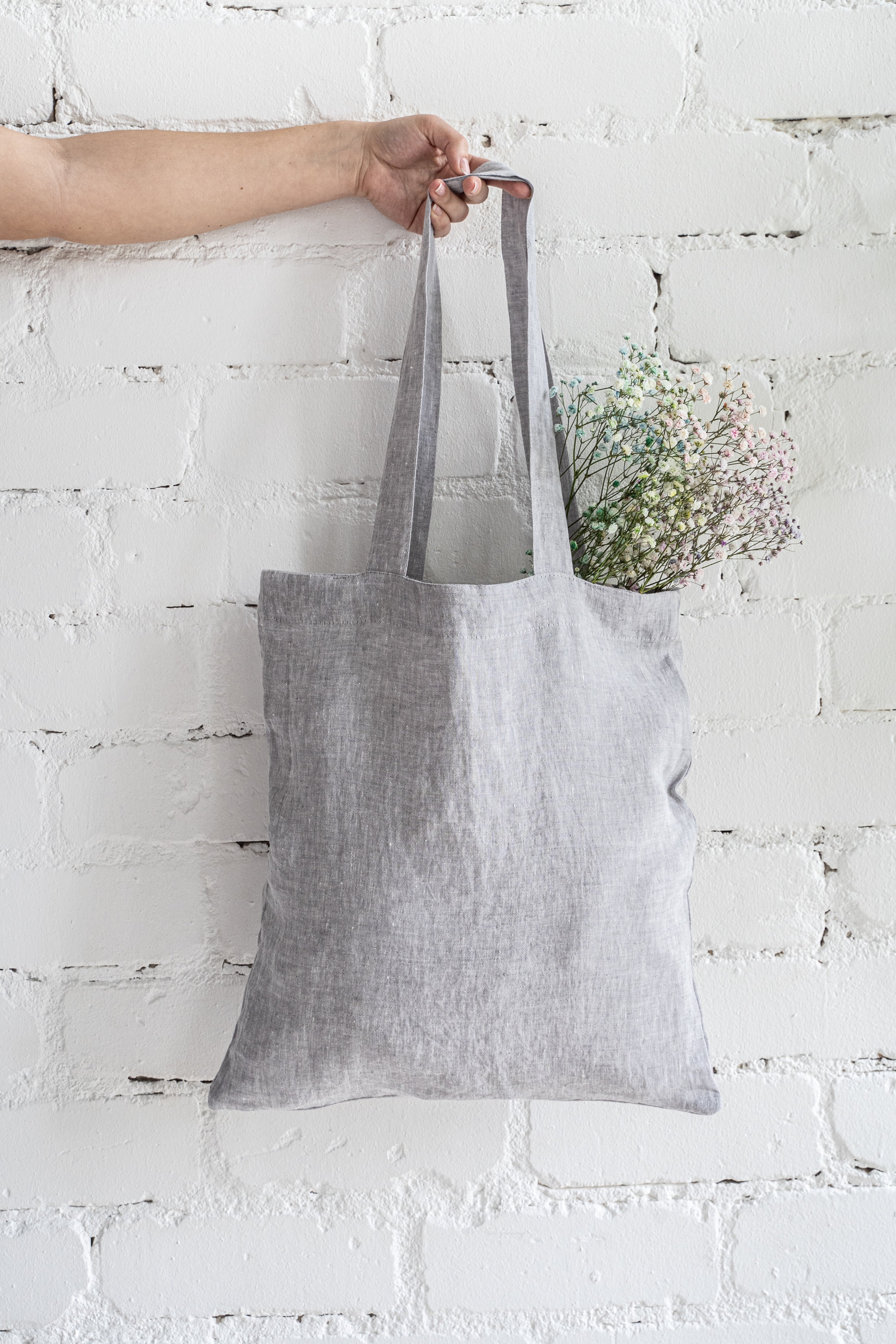 Linen tote bag in Various Colors Dusty Linen