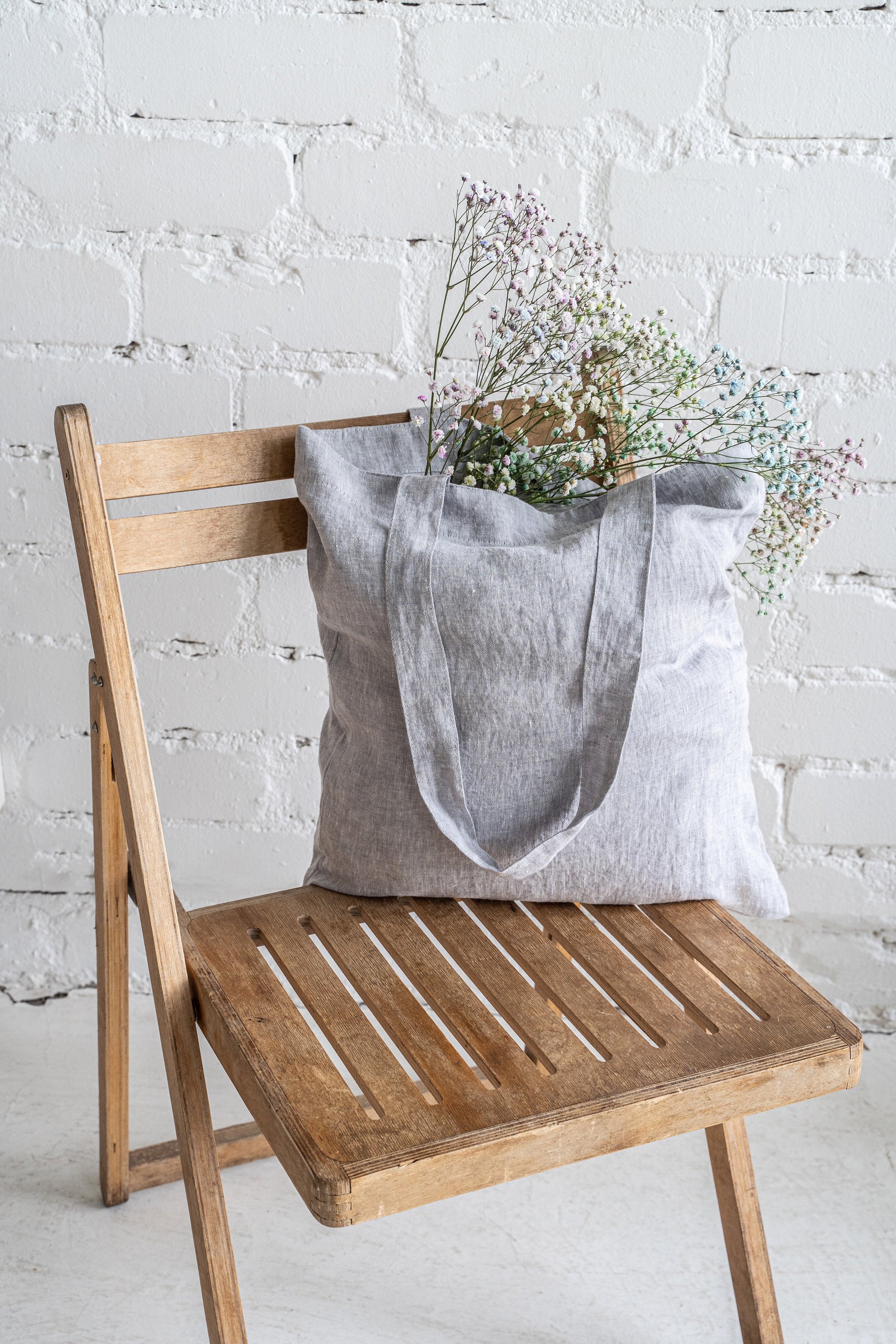 Linen tote bag in Various Colors Dusty Linen