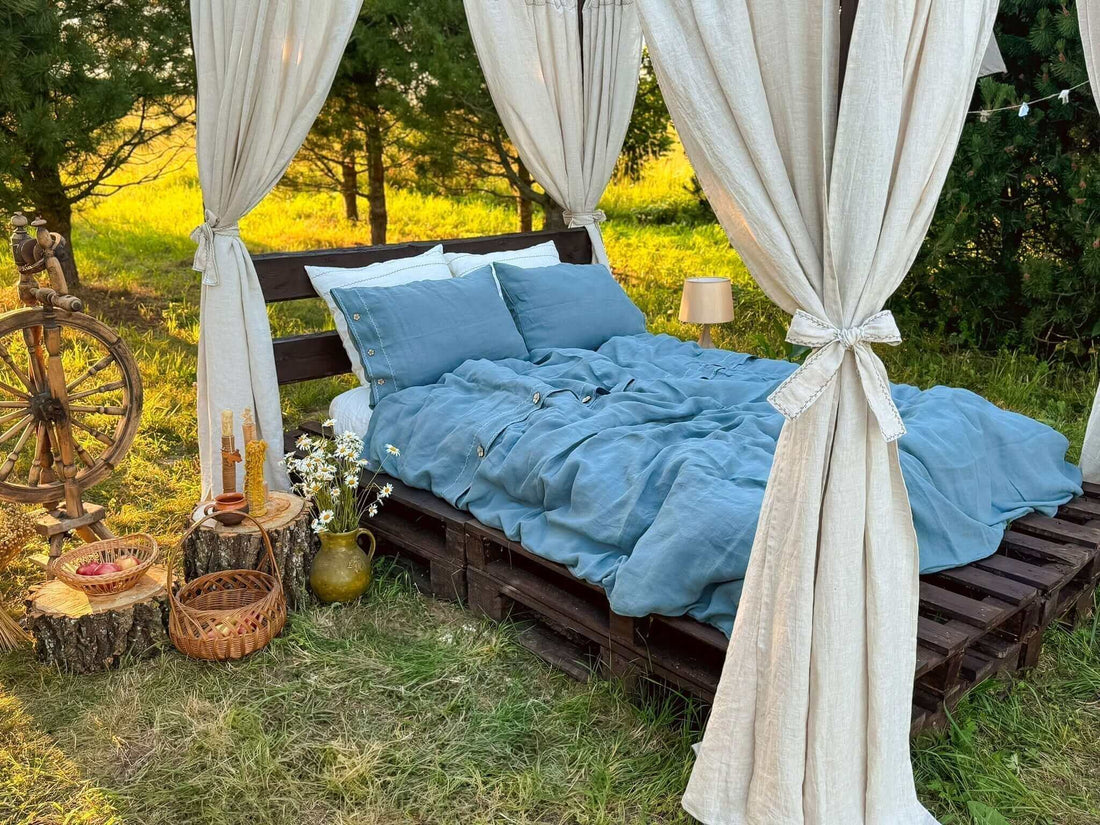 Linen bedding for children in natural tone, soft hypoallergenic European linen