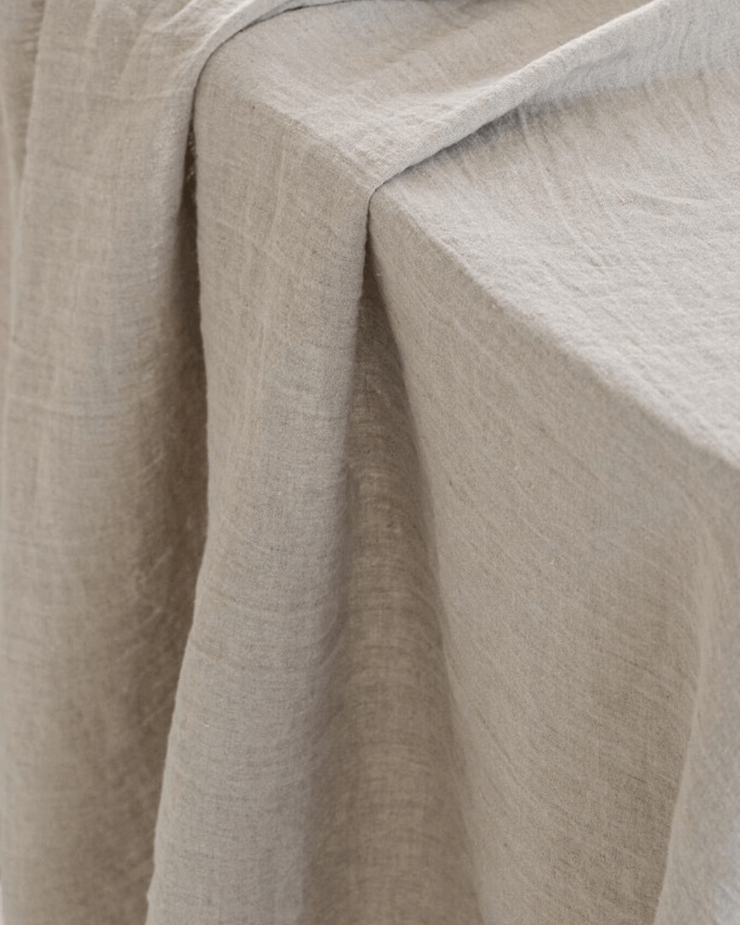 Close-up of natural linen canopy curtain fabric texture, 190 gsm midweight