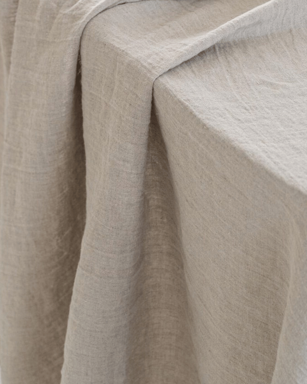 Set of Linen scarf curtains for canopy bed in Natural color (density 190 g/m2)