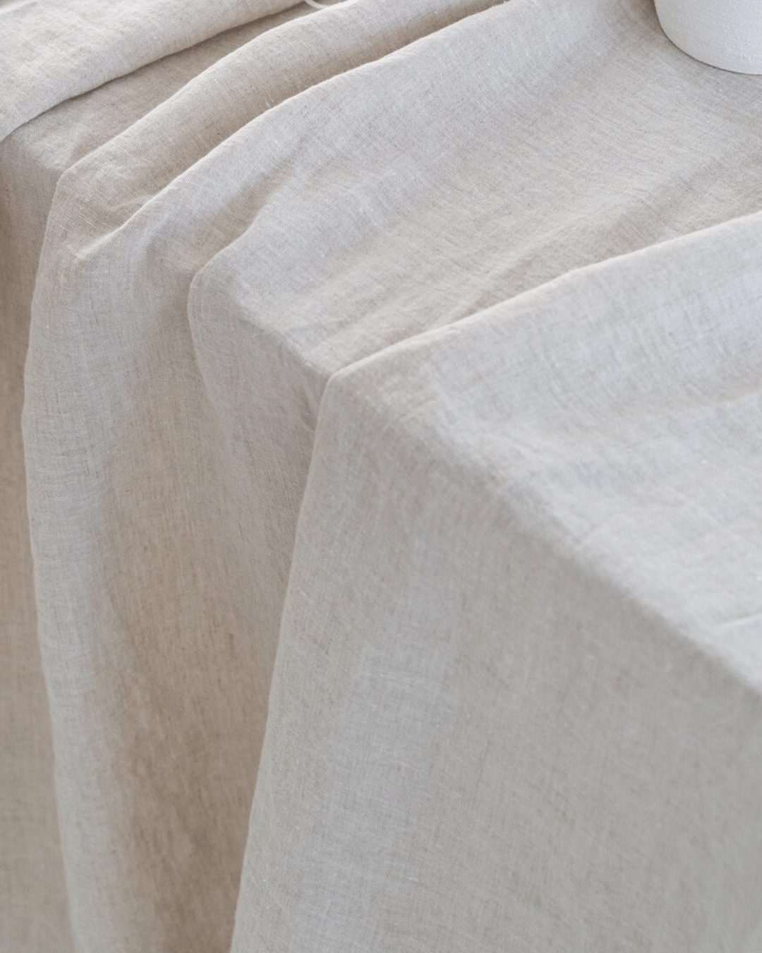 Set of Linen scarf curtains for canopy bed in Natural Light color (density 190 g/m2)