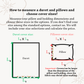 a diagram of how to measure a duvet and pillows and choose bedding sizes