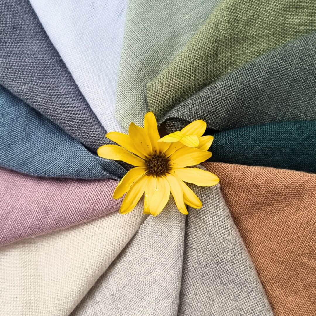 Linen Fabric by the Meter – Gray Blue, Crushed Finish, 280 cm Width