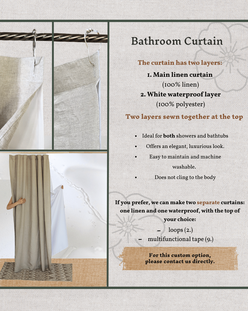 Linen Shower curtain in White color