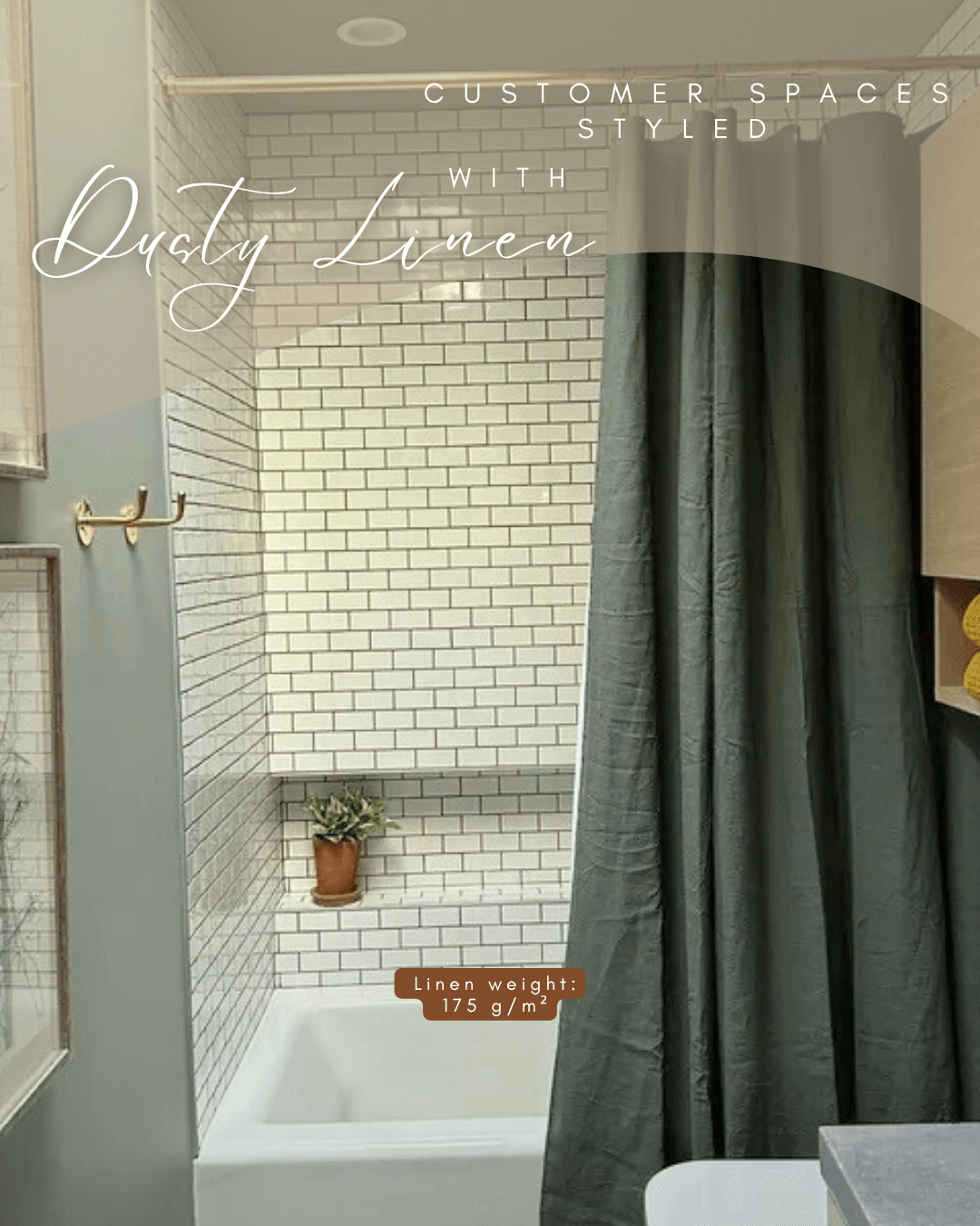 Linen Shower curtain in White color