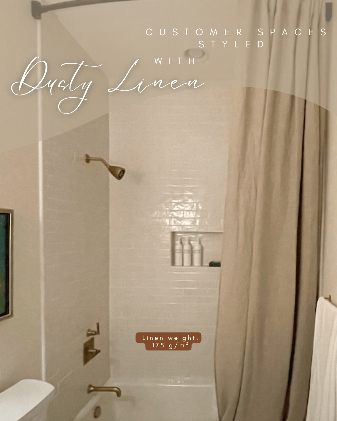 Linen Shower curtain in White color
